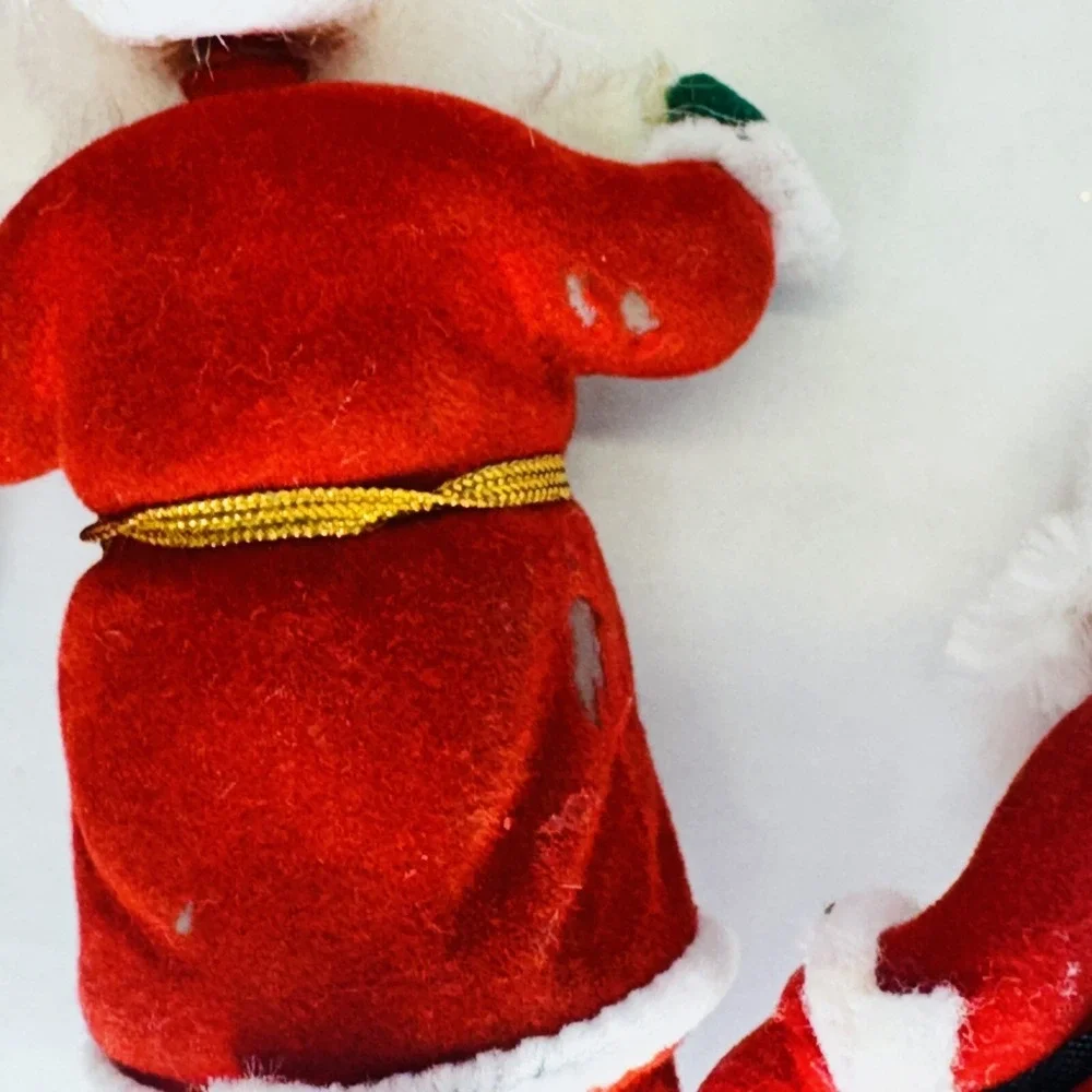 Lot of 3 vintage flocked felt Santa ornaments 1 IS 4 inches outher 2 is 5 inches